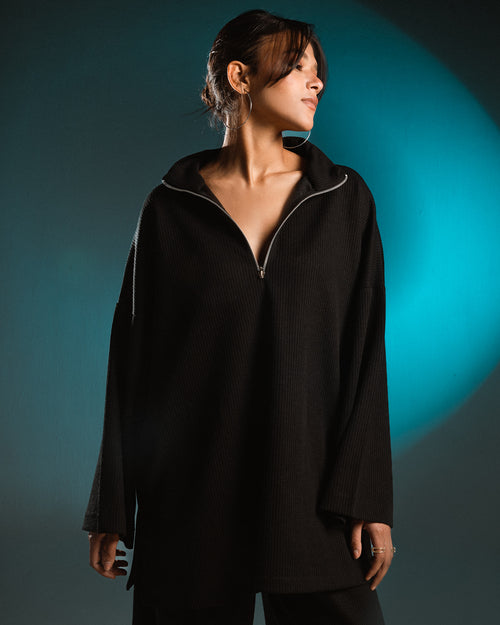 Textured Zip-Up Lounge Set
