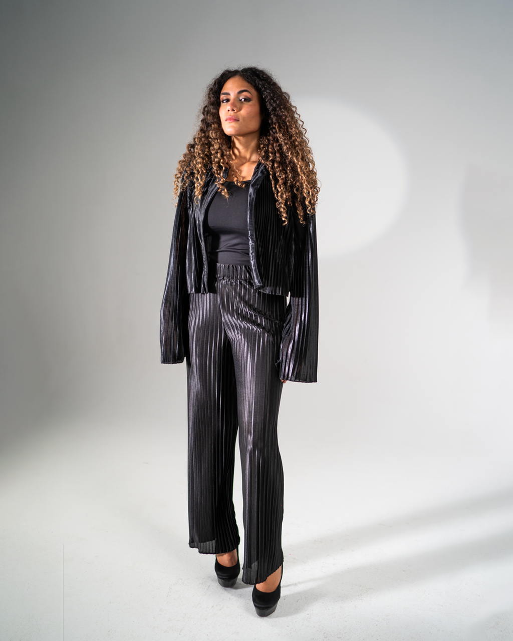 Cropped Plissé Set